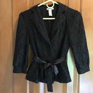 Like New Lined, Black Lace Fitted Jacket